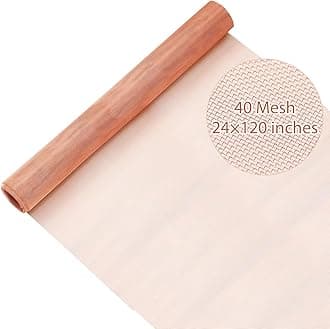 - Therwen 24 Inch x 10 ft Copper Mesh Screen 99.9% Pure Copper 40 Mesh Roll Wire Fabric for Grounding Dense Filter Screen Woven Crafts Window Protection