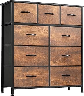 YITAHOME Dresser with 9 Drawers - Fabric Storage Tower, Organizer Unit for Living Room, Hallway - Sturdy Steel Frame, Wooden Top & Easy Pull Fabric Bins