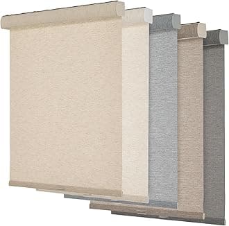 Persilux Light Filtering Roller Shades for Windows,Cordless,Linen Fabric,Roller Blinds,Thermal Insulated Fabric UV Protection Shades for Home,Office,Bedroom,Door,Light Filtering-Beige,62" W X 64" H