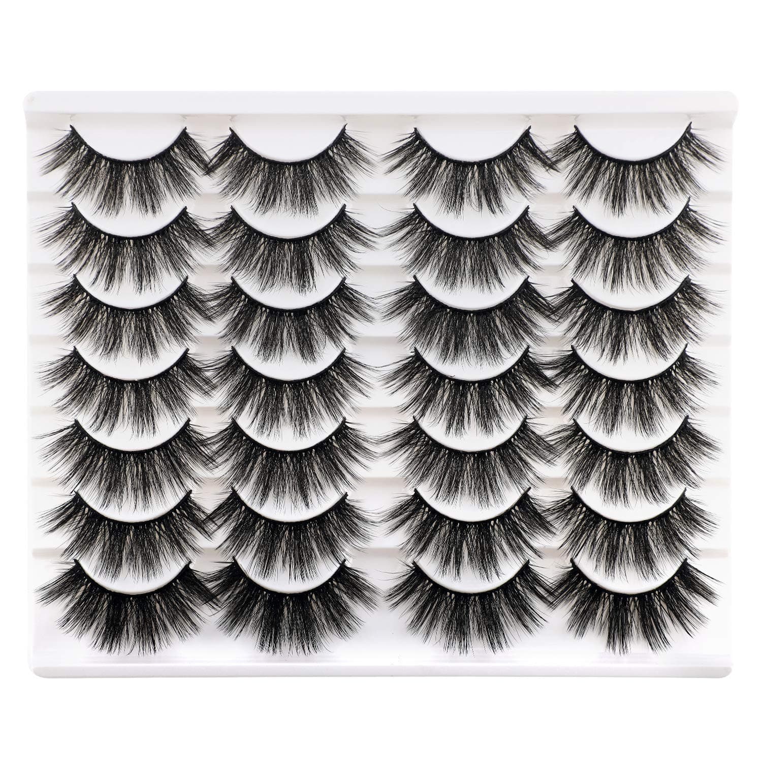 Newcally False Eyelashes 20MM Long Dramatic Faux Mink Lashes Pack Thick Fluffy Volume Wispy Strip Fake Eye Lashes Multipack 14 Pairs