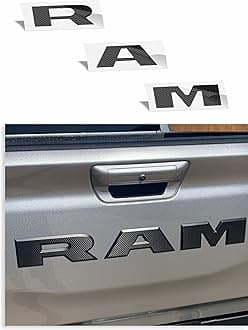 RAM Tailgate Emblem Overlay Decal Stickers 2025-2026 Ram 1500 (Color: Carbon Fiber)