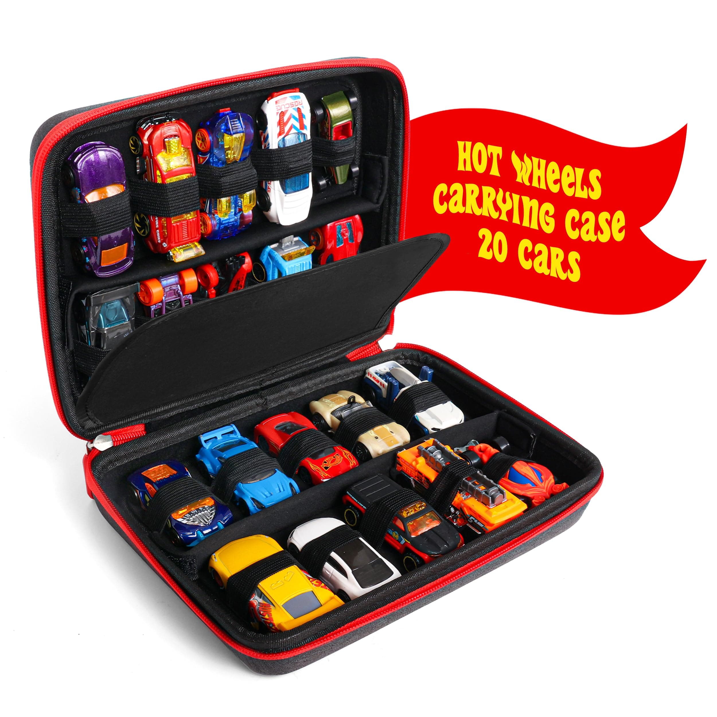 Built Tough Hard Shell Storage Case for 20 Hot Wheels and Matchbox Toy Cars, a Perfect Carrying Case for Young Collectors