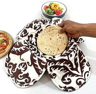 Swayam 100% Cotton Motif Design Printed Olive and Brown Colour Bread/Roti Basket | Size: 22 cms Diameter with Removable Cover | Pack of 1