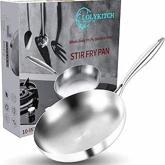 LOLYKITCH 10 Inch Tri-Ply Stainless Steel Frying Pan – Professional Skillet Fast & Even Heating, Induction & Oven Safe Cookware for Modern Home Kitchens, Detachable Handle