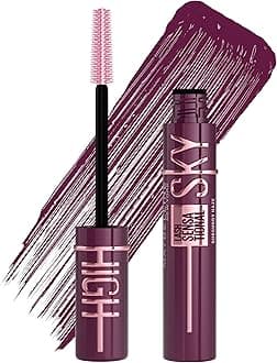 Maybelline Burgundy Mascara, Lash Sensational Sky High Volumizing & Thickening, Eyelash Lengthening, Flake-Free Formula, Washable Coloured Mascara Infused with Bamboo Extract, Burgundy Haze