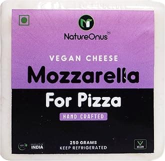 NatureOnus Vegan Mozzarella Cheese for Pizza Block 250g | Plant Based Cheddar Cheese (Dairy Free and Lactose Free | MELTABLE, SHREDDABLE, SLICABLE Cheese)