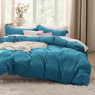 Bedsure Teal Duvet Cover Full Size - 3 Pieces Prewashed Extra Soft Cotton-Like Polyester Bedding Set, Includes 1 Duvet Cover 80x90 Inches with Zipper Closure & 2 Pillow Shams, Comforter Not Included