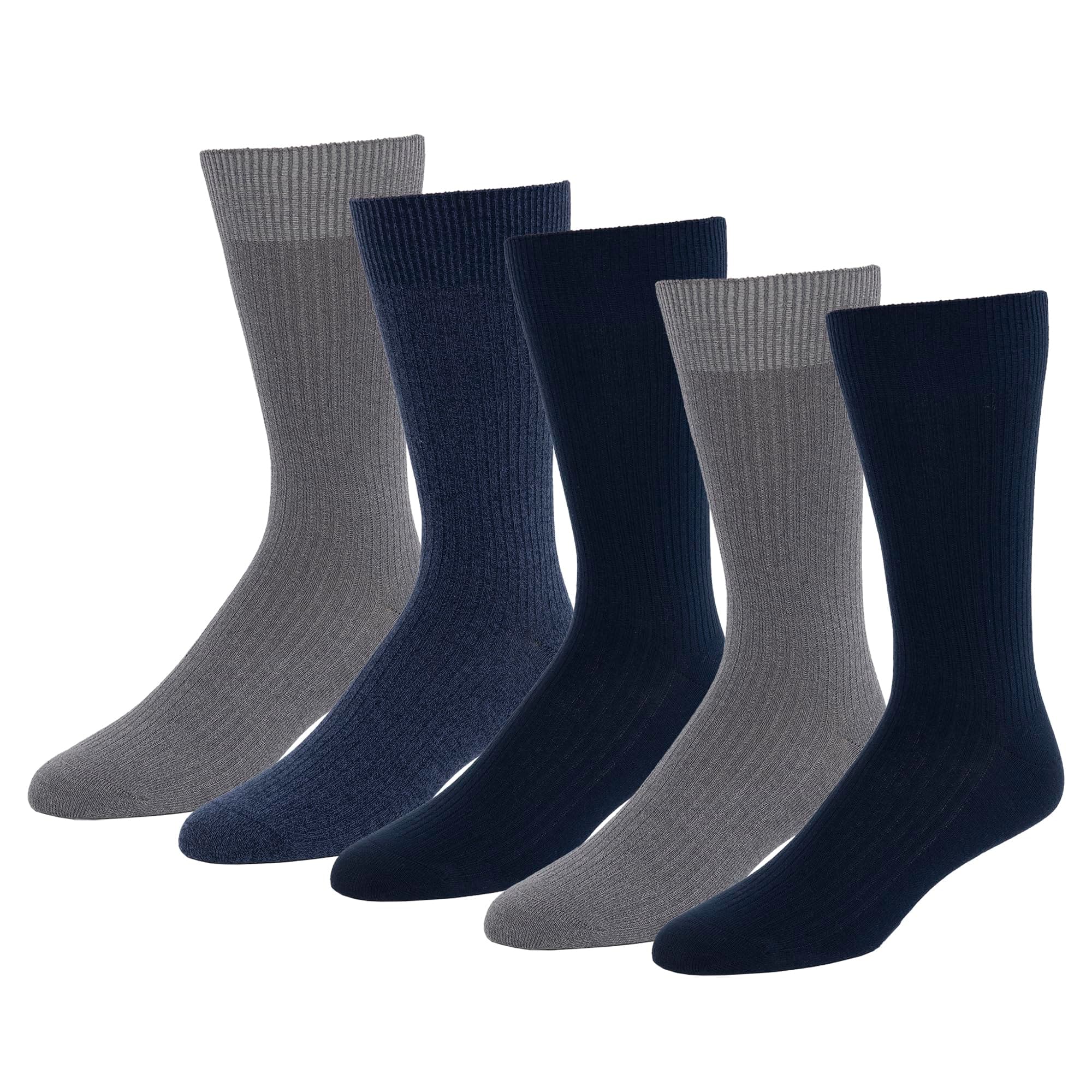 Men's Comfortable Patterned Cotton Crew Dress Socks, 5 Pairs