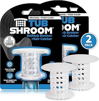TubShroom Revolutionary Tub Drain Protector Hair Catcher/Strainer/Snare, Clear 2 Count