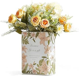 Modern Book-Shaped Ceramic Vase: Aesthetic Flower Vase for Home Decor Cute Vase for Office Bedroom Bookshelf Table Centerpieces Decorations Book Lovers Gifts (Lily, Small)