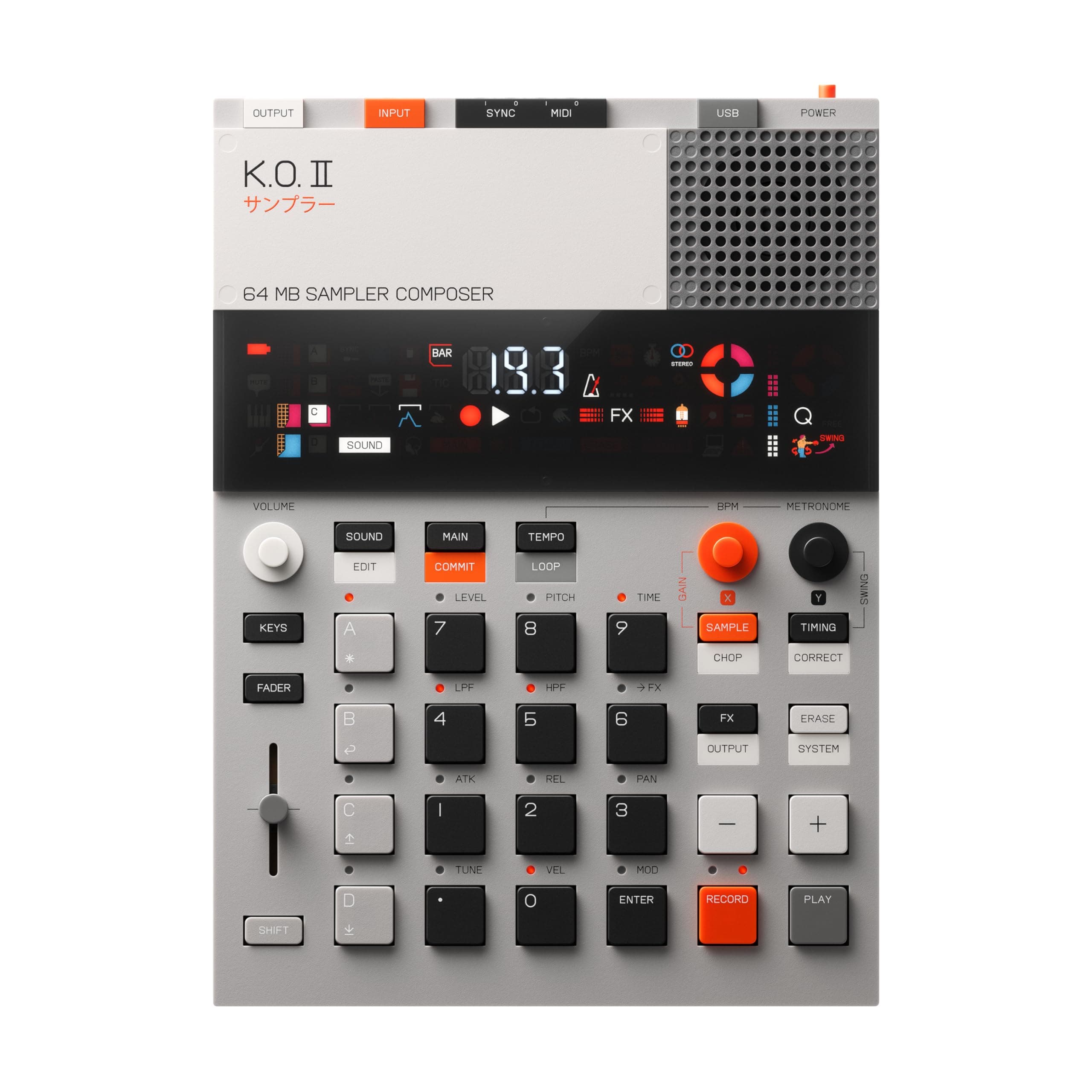 EP–133 K.O. II sampler, drum machine and sequencer with built-in microphone and effects