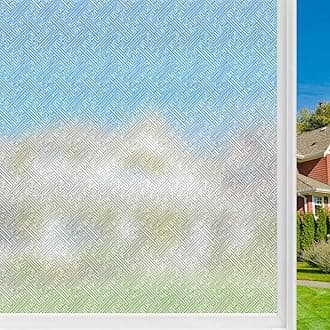 Filmgoo Window Privacy Film - Frosted Stained Glass, Non-Adhesive Static Cling, Removable, Anti-UV Sun Blocking Decorative for Office, Home, Kitchen (Clear, 35.4 Inch x 13.1 Feet)