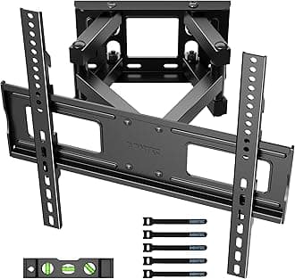 BONTEC TV Wall Bracket for 23–70 Inch LED LCD OLED Screens, Full Motion Double Arm TV Wall Mount Swivels Tilts Extends up to 380mm, Holds 45kg, Max VESA 400x400mm, Includes Spirit Level