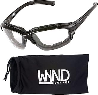WYND Blocker Motorcycle Riding Glasses Extreme Sports Wrap Sunglasses, Black, Clear