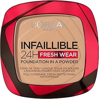 L'Oréal Paris Infallible 24H Fresh Wear Foundation in a Powder, Full-coverage, Longwear, Weightless Smooth Finish, Water-proof and Transfer-proof, 140 Golden Beige