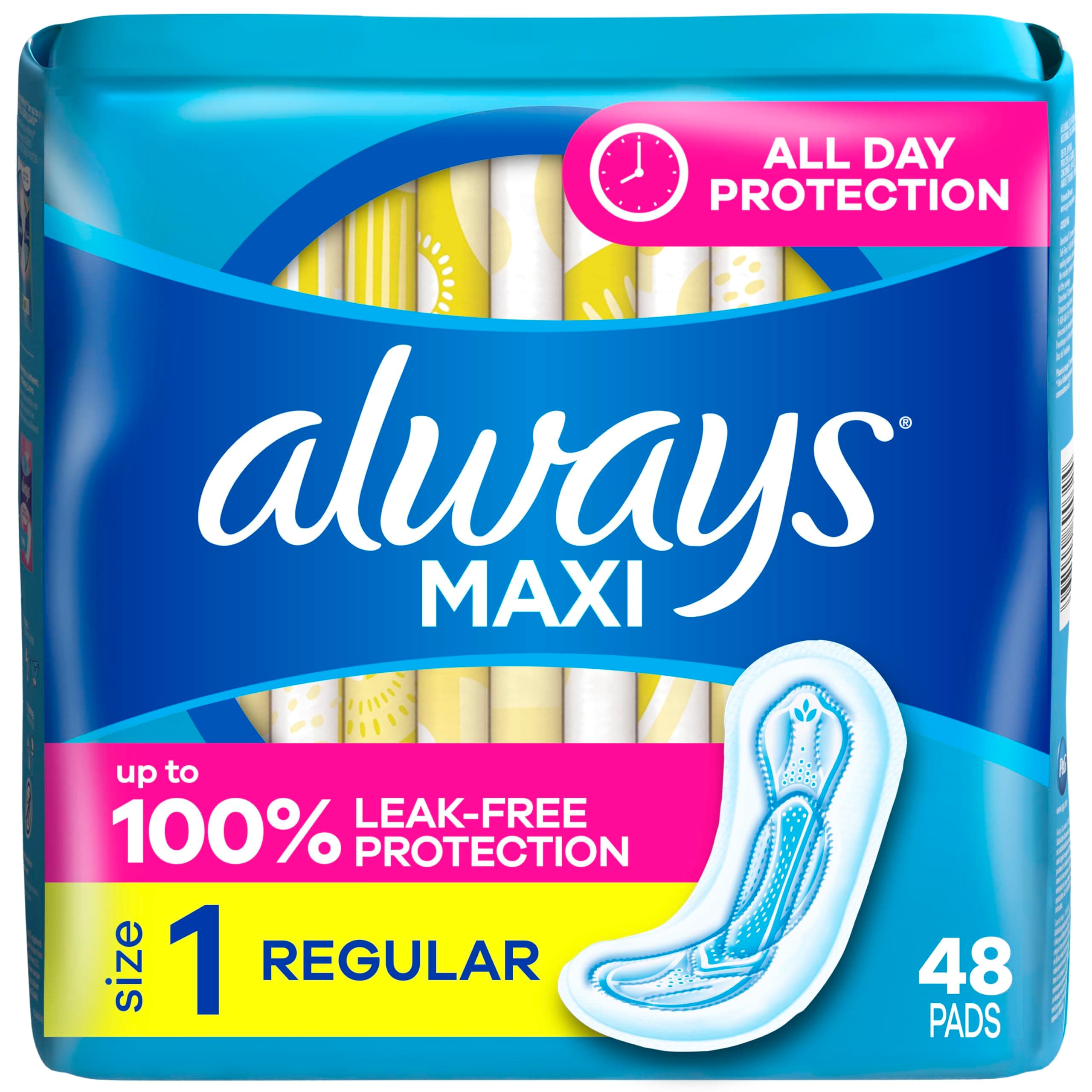 Maxi Unscented Pads without Wings Regular 48 Count