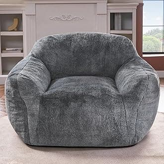 Homguava Bean Bag Chair Bean Bag Chairs for Adults Comfy Beanbag Chair with Spacious Design Oversized Bean Bag Sofa with Armrest Giant Bean Bag Chair with Filler for Living Room Bedroom (Grey)