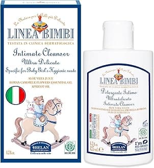 Helan Linea Bimbi Bio-Feminine Wash for Girls with Aloe Vera, Apricot & Chamomile Essential Oils-Microbiologically Tested Intimate Wash and Gentle Baby Intimate Cleanser-Made in Italy, 125ml 4.2 fl oz
