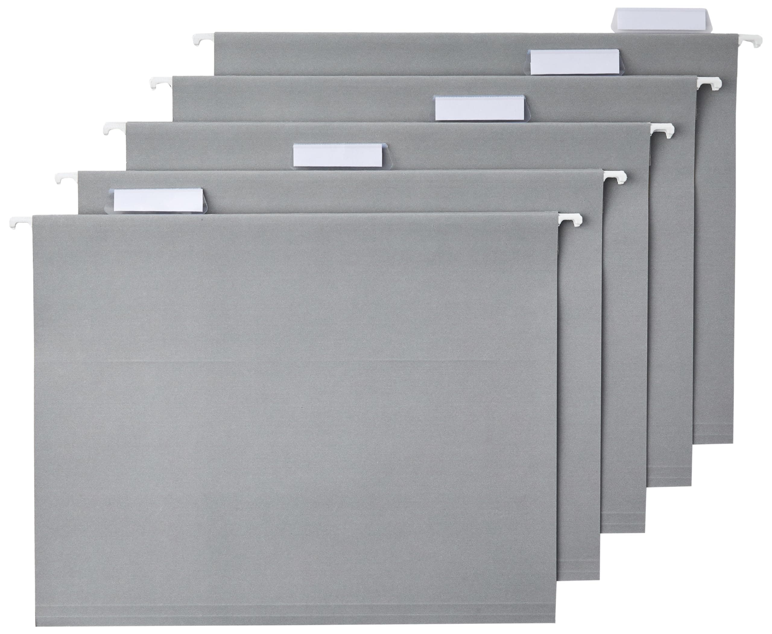Amazon Basics Hanging File Folders with Adjustable Tabs for Document Organization, Letter Size, Gray, 25-Pack