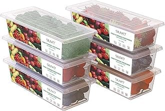 SILIVO Produce Saver Containers for Refrigerator (6 Pack) - 1.5L Fruit Storage Containers for Fridge, Vegetable Storage Containers with Drain Tray Keep Fresh for Veggie, Fruit, Lettuce and Salad