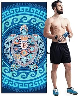 OCOOPA Microfiber Beach Towel For Swimming Pool, Camping, Picnic, Yoga Gym Sports, Fast Drying Extra Large 71" x 32" Sand Free Super Lightweight