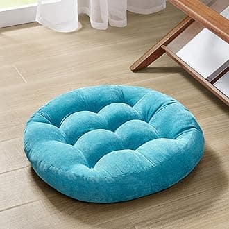 Degrees of Comfort Meditation Floor Pillow, Round Large Pillows Seating for Adults, Tufted Corduroy Thick Cushion for Living Room Tatami, Turquoise, 22 Inch Single
