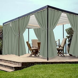 HolidayIdeas Grommet Outdoor Curtains for Patio Waterproof 8 Pcs All Weather Balcony Outside Curtains for Apartments, Gazebo, Pergolas, Porch, 54x108 Inch, Sage Green