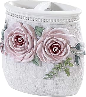 Toothbrush Holder, 100% Hand-Painted Resin Bathroom Accessories, Floral Home Decor (Spring Garden)