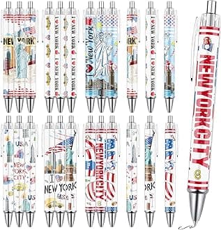 New York Ballpoint Pens - 24PCS New York Souvenirs City Travel Pens Set NYC City Souvenirs Love NY Gifts Pen Retractable USA Themed Ballpoint Pens for Office School Supplies Traveler Gift