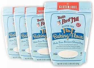 Bob's Red Mill Gluten Free 1 to 1 Baking Flour, 22oz (Pack of 4) - Non GMO, Vegan, Kosher