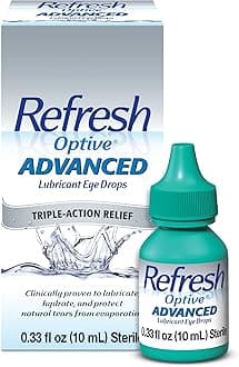 Optive Advanced Lubricant Eye Drops Artificial Tears, 0.33 fl oz (10 mL), 1 Count