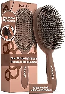 Soft Boar Bristle Hair Brush For Women – Boars Hair Brush For Women, Boar Brush For Fine Hair, Hairbrush For Fine Hair, Soft Bristle Brush For Slick Back, Volume and Shine - Chocolate