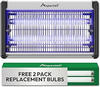 ASPECTEK20W Electric Bug Zapper for Indoor use Effective Against Mosquitoes and Flies. 2 Extra Replacement Bulbs Included. Lightweight Design, 2800V Powerful Grid, Easy Cleaning, Washable Tray.