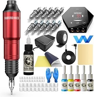 Wormhole Tattoo Kit Tattoo Gun Kit Cartridge Tattoo Machine Kit for Beginners Rotary Tattoo Machine Kit Tattoo Supplies WTK100