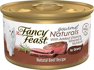 Purina Fancy Feast Wet Cat Food Natural Gourmet Naturals Beef Recipe in Wet Cat Food Gravy - (Pack of 12) 3 oz. Cans