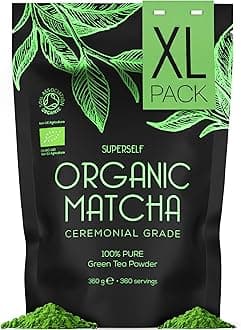 Organic Matcha Powder - Ceremonial Grade & 100% Pure - Smooth Taste & Vibrant Green - Macha for Straight Tea, Lattes, Baking - Certified Organic - Japanese Stone Ground Method - XLarge 360g