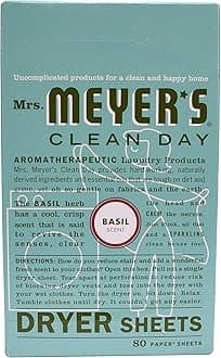 CLEAN DAY Dryer Sheets, Fabric Softener, Reduces Static, Infused with Essential Oils, Basil, 80 Count