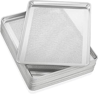 GRIDMANN 18" x 26" Commercial Grade Perforated Aluminum Baking Sheet Pan, Full Size Baking Tray - 12 Pans