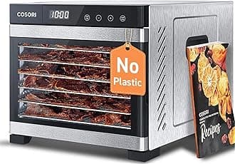 Food Dehydrator, Bigger Than 7 Trays with Large 6.5 ft² Drying Space, Stainless Steel Trays, 600W Faster Drying, 165°F Dehydrated Dryer for Jerky, Dog Treats, Herbs, Meat, Fruit, Yogurt, Silver