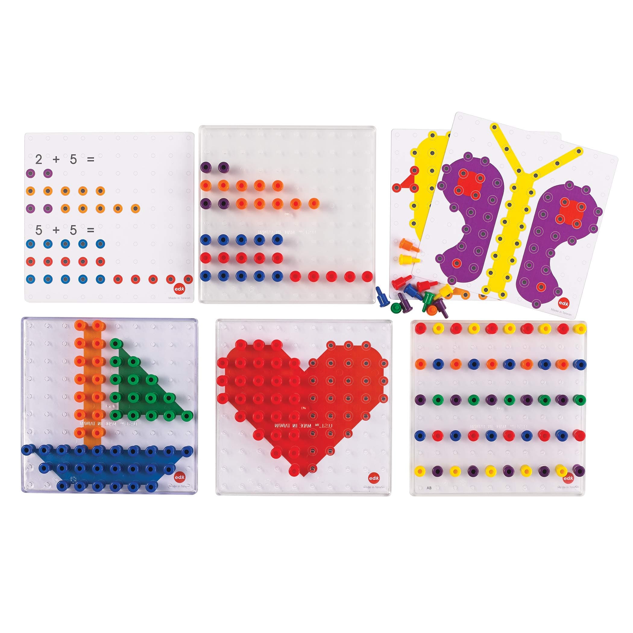 Edx Education Small Pegs Activity Set - Early Math Patterning, Sequencing And Arithmetic