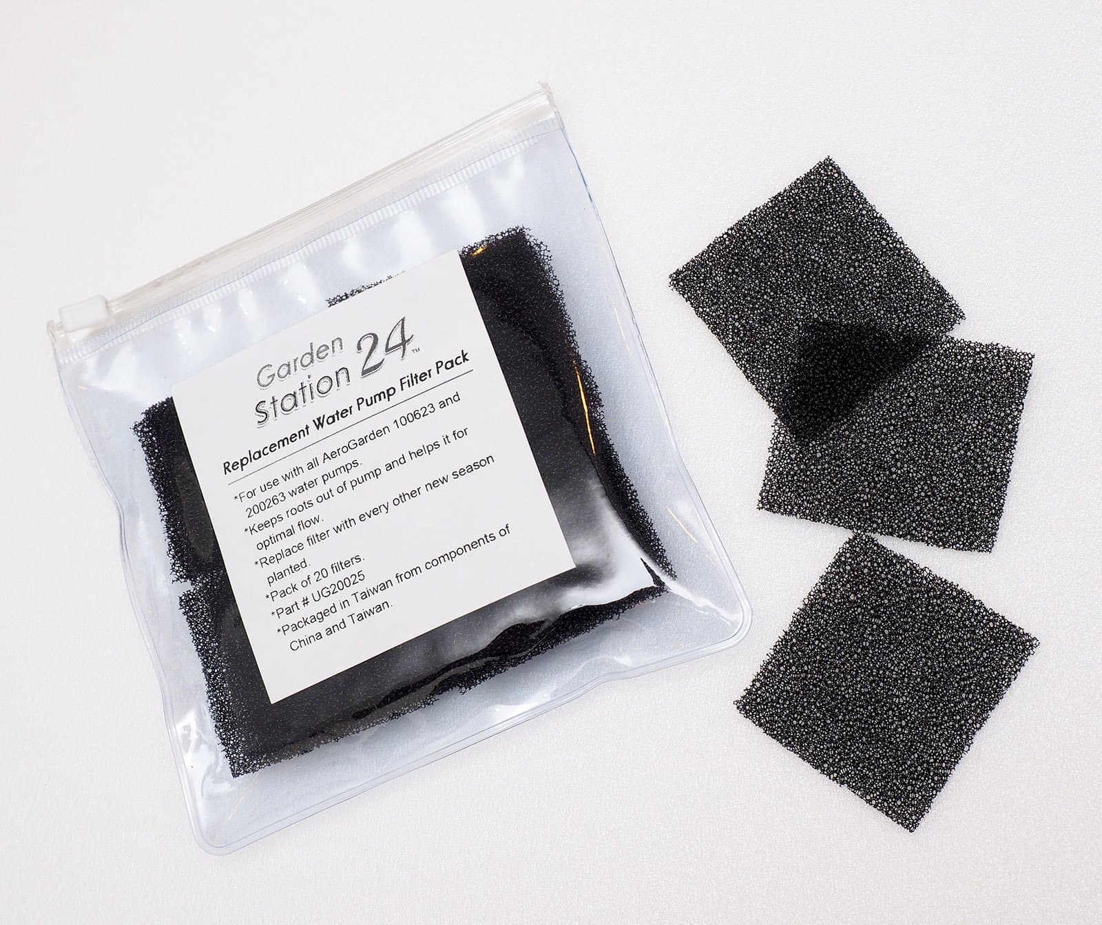 Replacement Water Pump Filter Pack - For use with all AeroGarden 100623 and 200263 Water Pumps.