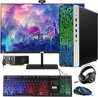 TechMagnet HP G3 Gaming Desktop PC, Intel Core i7 6th Gen, GT 1030 Graphics, 16GB RAM, 480GB SSD, 2TB HDD, MTG New 24-inch Monitor, RGB Keyboard Mouse, RGB Headphone, Webcam, Windows 11 Pro (Renewed)