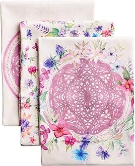 Maison d' Hermine Kitchen Towels Set of 3 100% Cotton 70 CM x 50 CM Reusable Cloth Tea Dish Towels Absorbent with Hanging Loop for Kitchen Dining Easter decorations (Chardon)