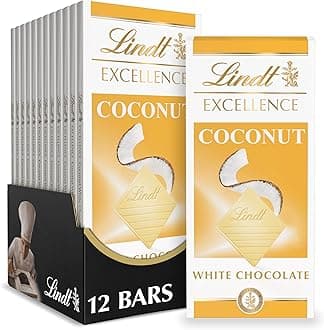 EXCELLENCE Coconut White Chocolate Bar, White Chocolate Candy with Coconut Flakes, 3.5 oz. (12 Pack)