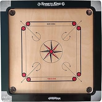 Wooden Carrom Board with Coins Striker - Medium Size (27 x 27-2 Inches) Matte Finish Round