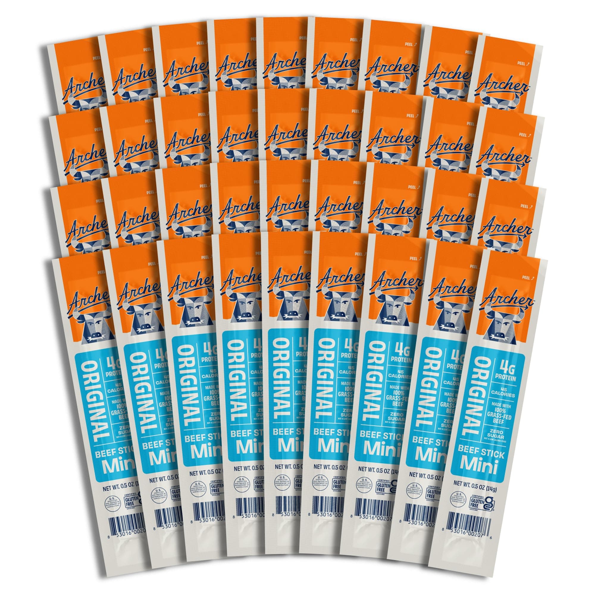 Archer Jerky Mini Beef Jerky Sticks - Grass Fed Beef Sticks Individually Wrapped, Bulk Pack, Protein Meat Snack Packs for Adults, Gluten Free, Paleo, Keto - .5 oz (Pack of 36)