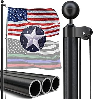 20FT Heavy Duty Flag Pole, 12-Gauge Aluminum, 100MPH Wind Tested | Extra Thick Residential & Commercial Flagpole Kit for Outside House – Includes USA Flag & All Hardware to Fly Two Flags