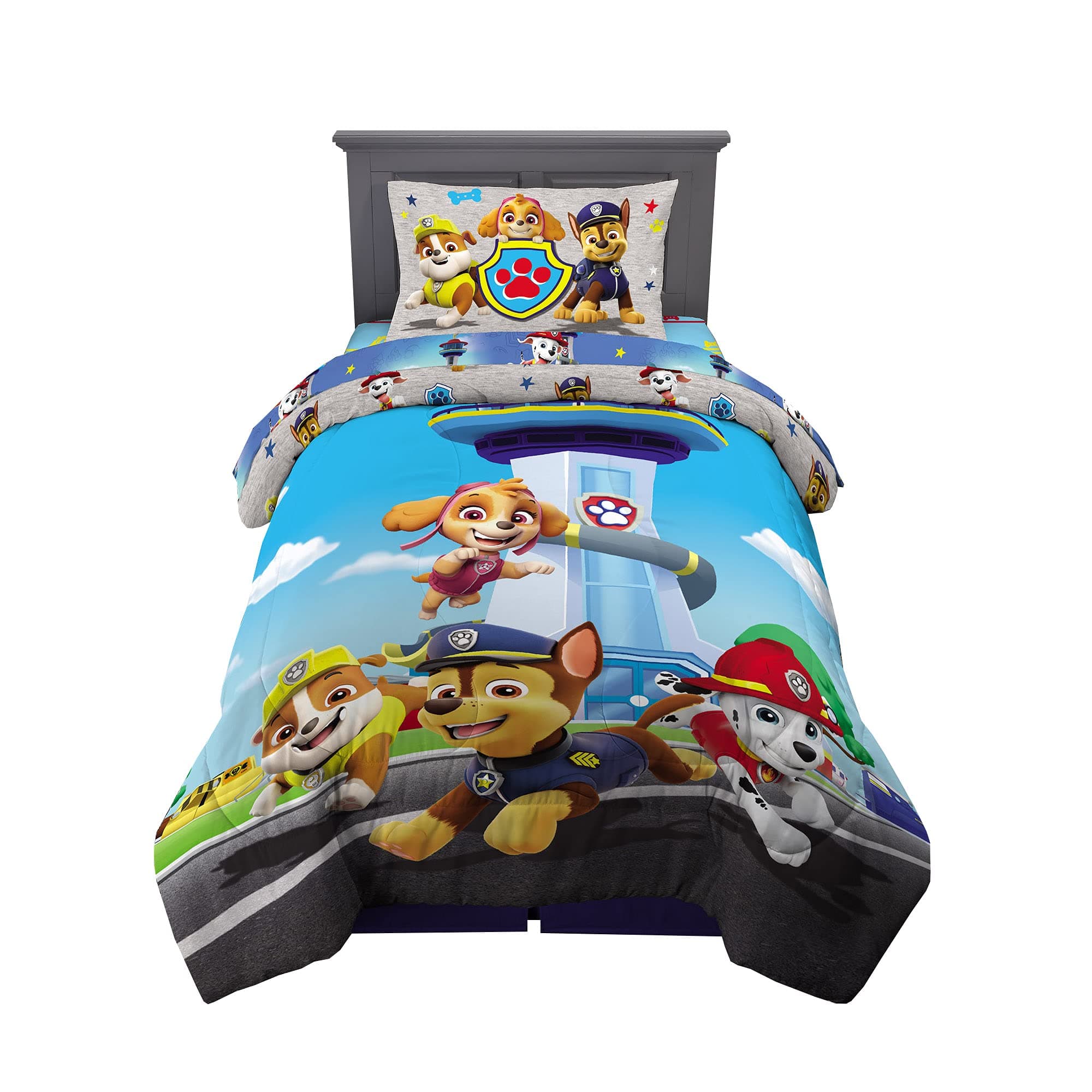Franco Kids Bedding Super Soft Comforter and Sheet Set, 4 Piece Twin Size, Paw Patrol (Prints may vary)