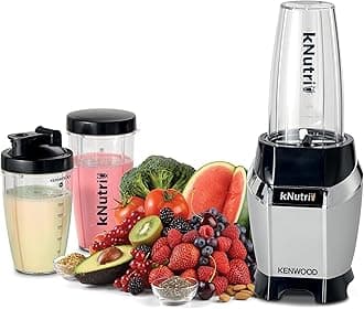 Personal Blender 600W Smoothie Blender/Smoothie Maker 600W with 2 x 700ml & 600ml Tritan Smoothie2Go Bottle and Lid, Ice Crush Function BSP70.560SI Black/Silver