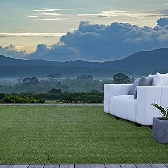iCustomRug Indoor/Outdoor Turf Carpet & Rugs, Sythentic Grass in Lawn Green 6'X7' Low Pile Artificial Grass with Bound Pre-Finished Edges - Available in Many Sizes and Widths